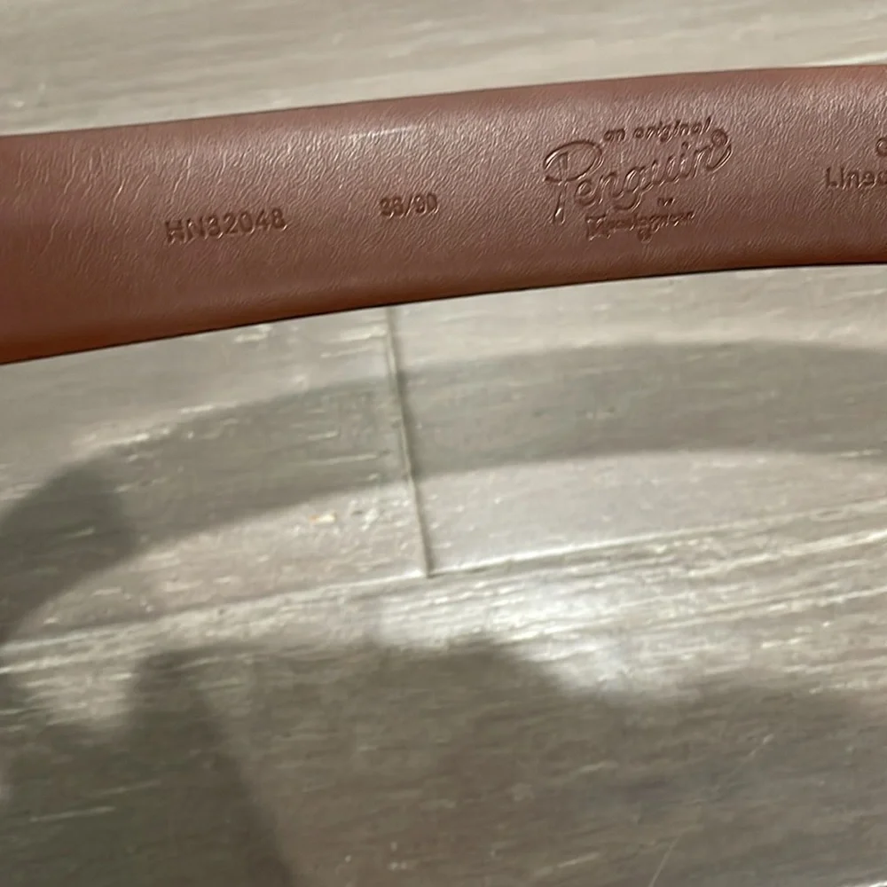 Men’s Original Penguin classic work office leather belt brown. Size 36